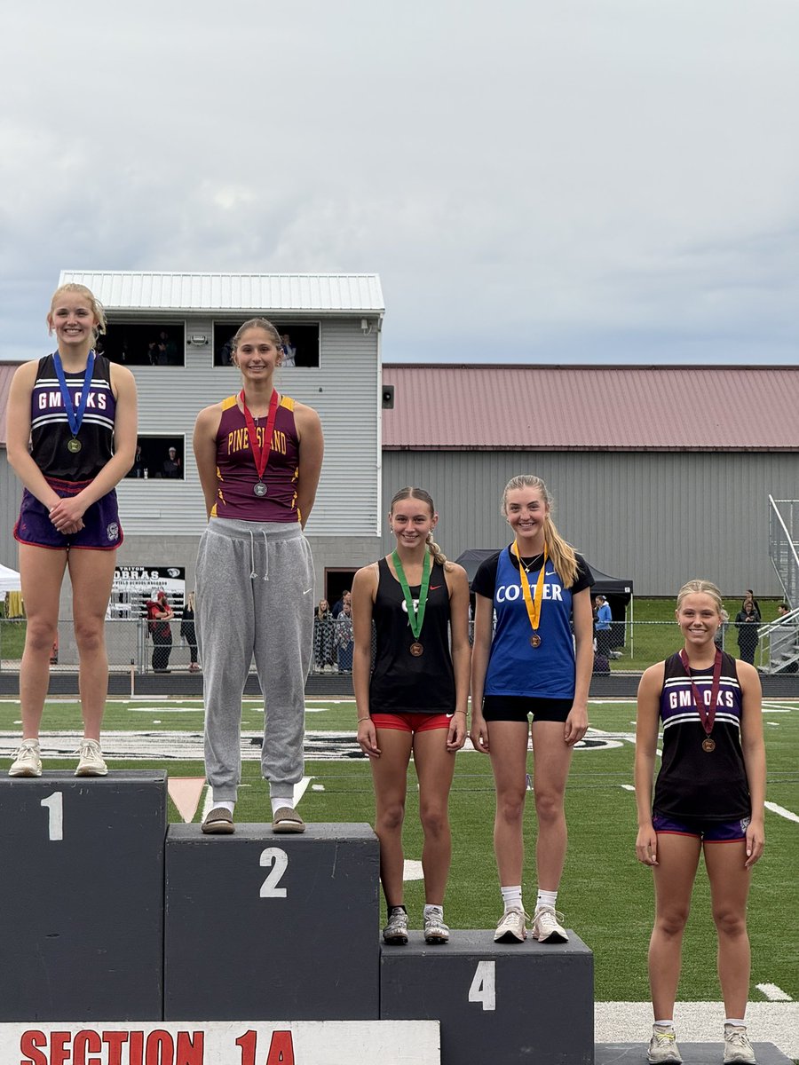 Congrats to seniors Lauren Queensland and Nevaeh Shaw for punching their tickets to state in the girls high jump! Lauren was the section champion with a jump of 5-2, and Nevaeh placed 6th and advances on state standard with a jump of 5-0.
