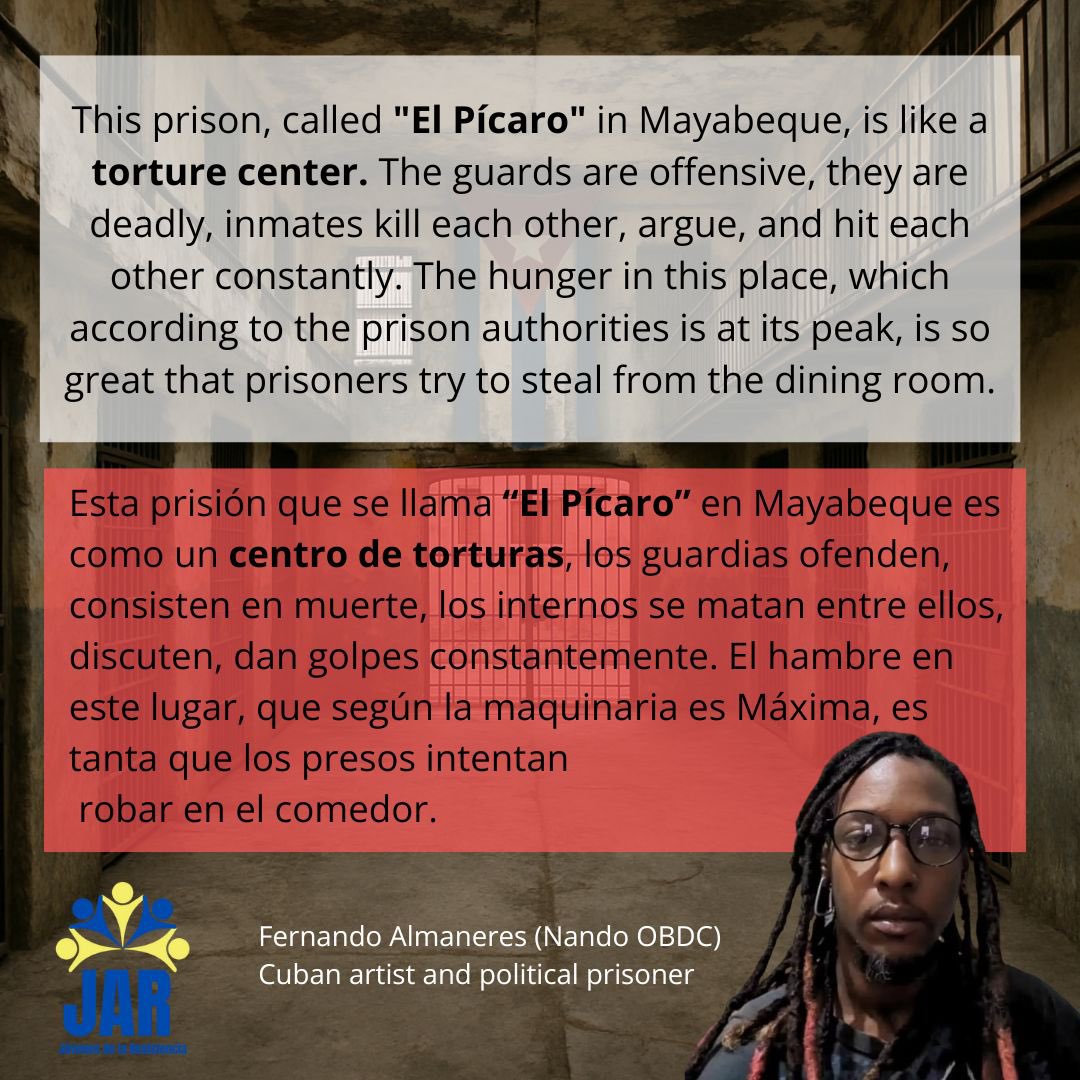 CubaLibreNet's tweet photo. 🚨 Cuban artist and political prisoner Fernando Almenares (Nando Obdc) remains unjustly imprisoned without evidence. The case against him has collapsed, yet the regime has opened a new charge of “enemy propaganda” simply for his art and voice.
📆 Detained on Dec 31, 2024 https://t.co/golF3YOGdt