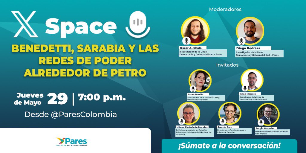 ¿Quién mueve los hilos del poder alrededor de Petro? 🔍
Este jueves 29 de mayo a las 7:00 p.m., conéctate al X Space y conoce las claves de los casos Benedetti, Sarabia y más.
🗣️ Con voces expertas.

Prográmate 👉x.com/i/spaces/1dRKZ…