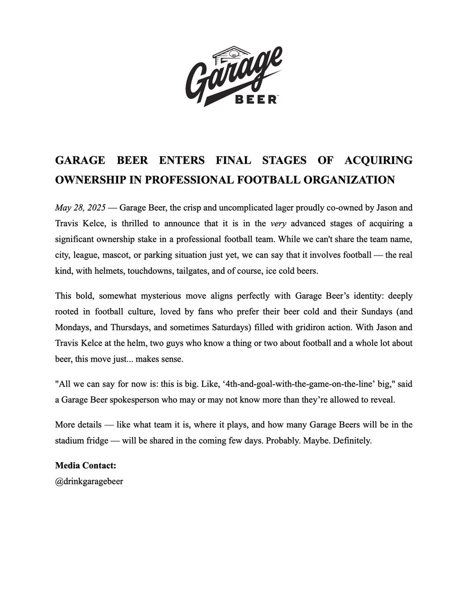drinkgaragebeer's tweet photo. For immediate release: https://t.co/12vclknoeG