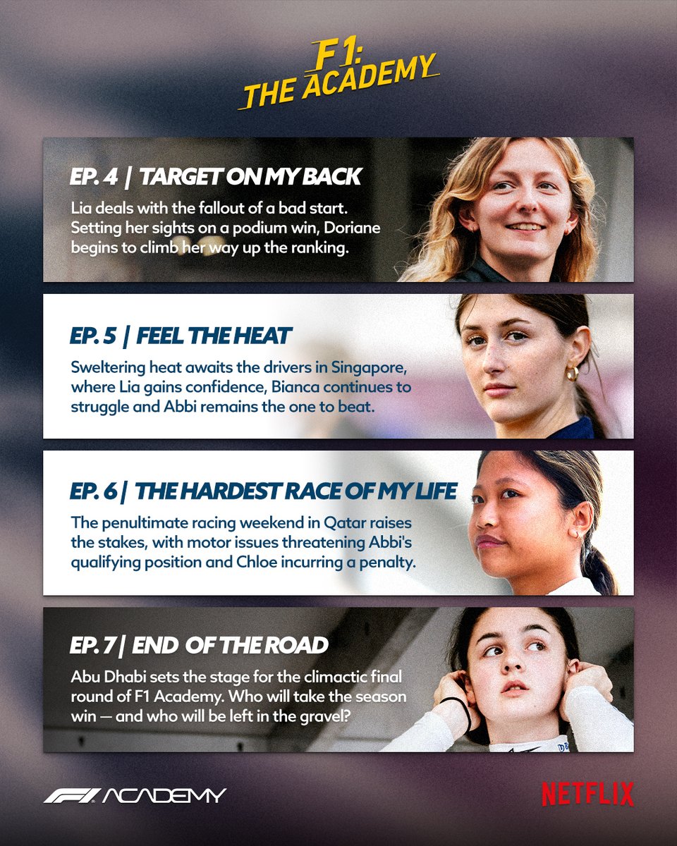 Start your engines - it's time to binge all seven episodes of F1:The Academy... 👀

Streaming now on Netflix. 🍿

#F1TheAcademy #Netflix #HelloSunshine #F1Academy