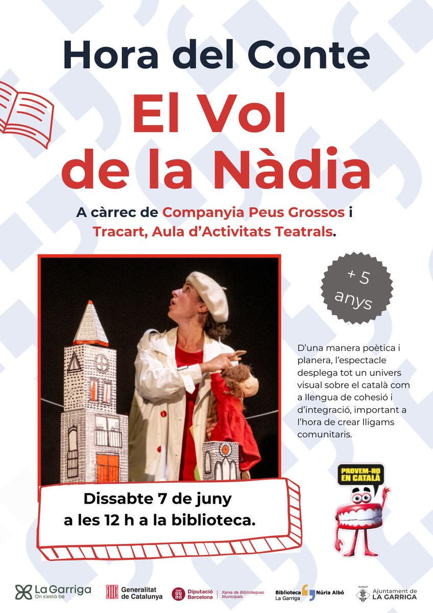 Biblioteca La Garriga (@bibliolagarriga) on Twitter photo 🗓️ Aquesta setmana a la #bibliolagarriga:
🎸 06/06, 20.00 h – #DaFoe, concert amb una potent banda #km0
📚 07/06, 12.00 h – #HoraDelConte final de temporada amb <a href="/cpeusgrossos/">Companyia Peus Grossos</a> i <a href="/tracartvng/">Tracart</a>
<a href="/bibliotequesXBM/">BibliotequesXBM</a> <a href="/ajlagarriga/">Ajuntament de la Garriga 🎗️</a> <a href="/XavGotaneg/">Xavier Gotanegra Ruiz</a> <a href="/SoniaAfuera/">Sonia Afuera</a> 🗓️ Aquesta setmana a la #bibliolagarriga:
🎸 06/06, 20.00 h – #DaFoe, concert amb una potent banda #km0
📚 07/06, 12.00 h – #HoraDelConte final de temporada amb <a href="/cpeusgrossos/">Companyia Peus Grossos</a> i <a href="/tracartvng/">Tracart</a>
<a href="/bibliotequesXBM/">BibliotequesXBM</a> <a href="/ajlagarriga/">Ajuntament de la Garriga 🎗️</a> <a href="/XavGotaneg/">Xavier Gotanegra Ruiz</a> <a href="/SoniaAfuera/">Sonia Afuera</a>