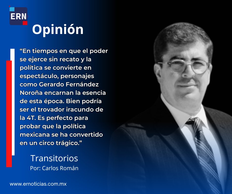 ERNoticiasMx's tweet photo. #Opinión | “El problema de Noroña no es su irreverencia, sino su insaciable necesidad de atención. Es el político que no sabe callar, que solo existe cuando provoca. Si no hay escándalo, lo inventa.“escribe Carlos Roman en #Transitorios
https://t.co/LEnf2Nir01 https://t.co/sOIwh5oQID