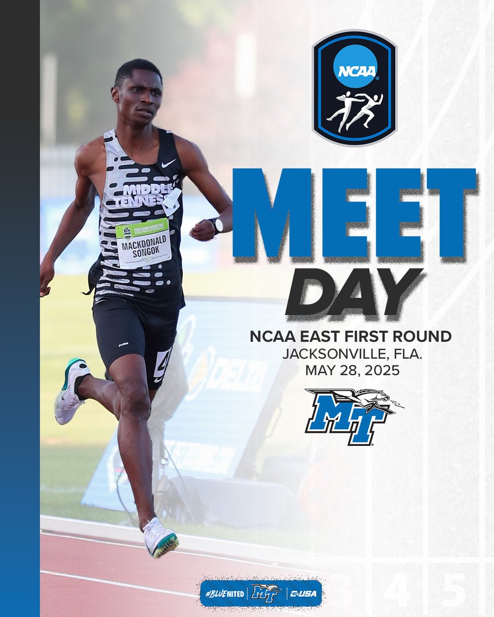 Two Blue Raiders are ready to make a splash today 😤

John Sherman hits the track today in the 100m at 6:00 p.m. and 200m at 7:45 p.m. 

Mackdonald Songok will run in the 800m today at 6:50 p.m.

📺goblueraiders.co/TF-Watch
📊goblueraiders.co/TF-Results

#BLUEnited