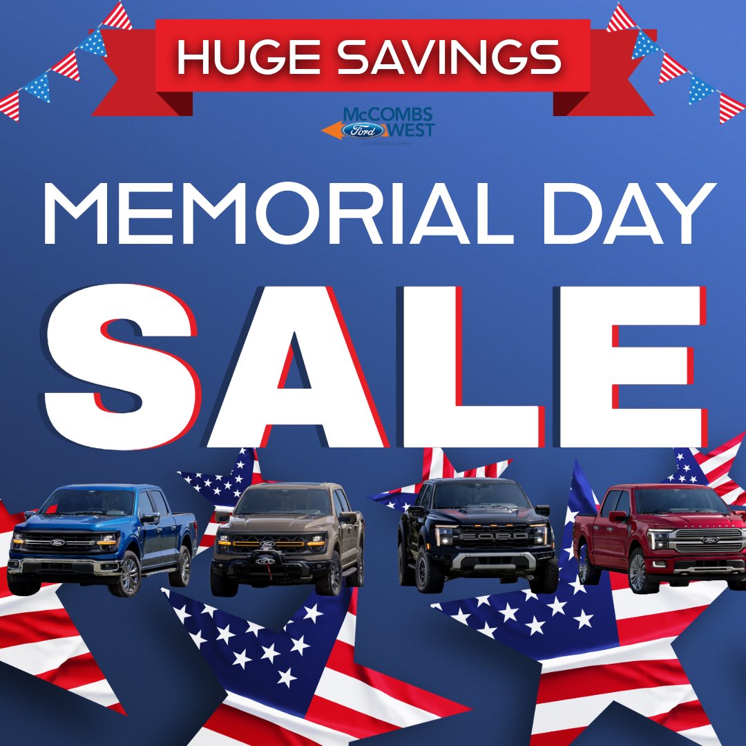 We've extended our Memorial Day sale another day! 
 
Stop by McCombs Ford West for #SimplyTheBest
📍-7111 NW LOOP 410, San Antonio, TX
📲-(210)-509-1024