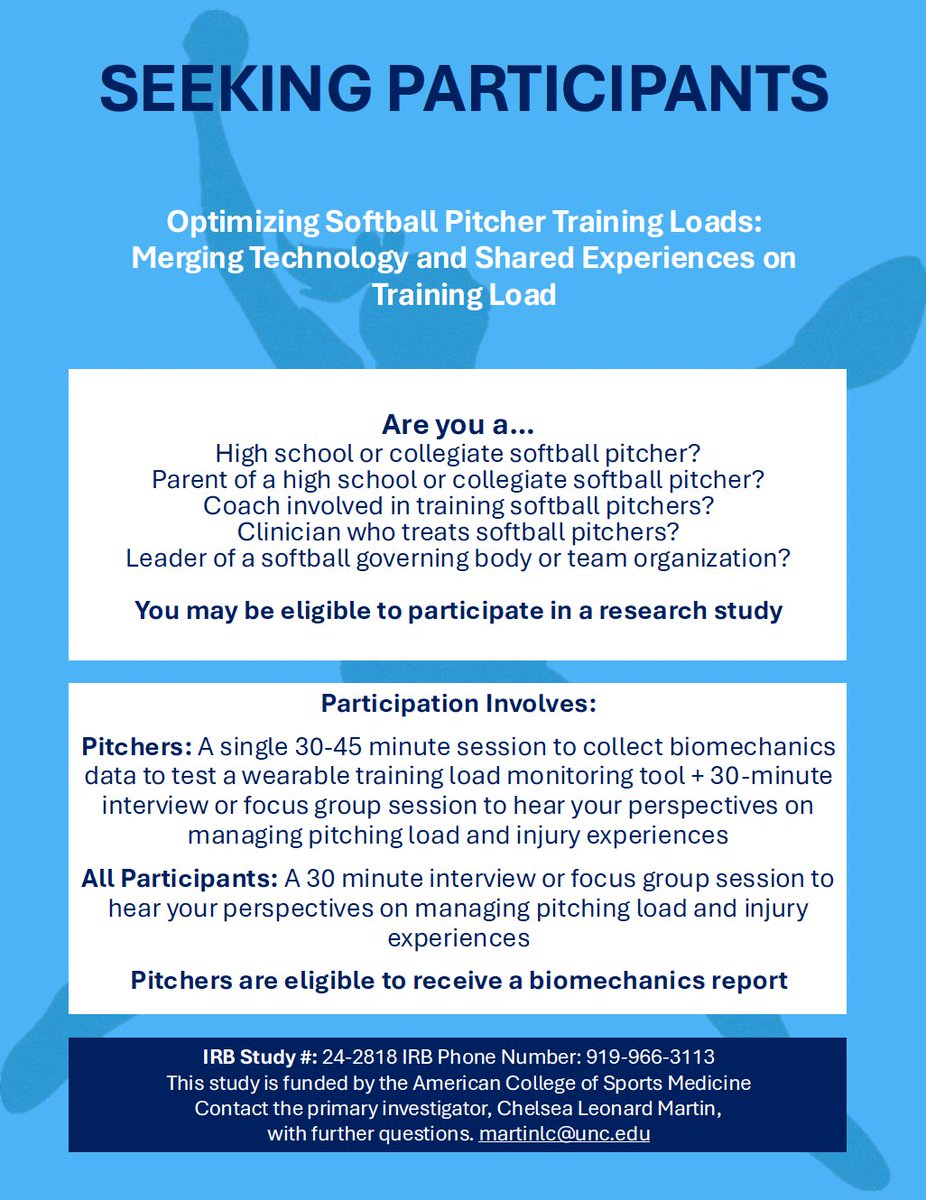 Chelsea Martin PT, DPT, SCS (@chelseamartinpt) on Twitter photo Excited to share a new opportunity for regional high school & collegiate pitchers with <a href="/WakePitchingLab/">Wake Forest Pitching Lab</a> ! 🥎 Bringing together community engagement + research study supported by the American College of Sports Medicine. See sign up link and info below.
docs.google.com/forms/d/e/1FAI… Excited to share a new opportunity for regional high school & collegiate pitchers with <a href="/WakePitchingLab/">Wake Forest Pitching Lab</a> ! 🥎 Bringing together community engagement + research study supported by the American College of Sports Medicine. See sign up link and info below.
docs.google.com/forms/d/e/1FAI…