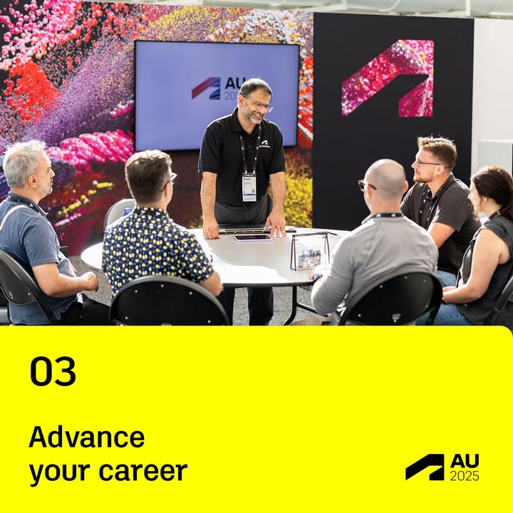 autodesku's tweet image. ๐ซ Ready to transform the future of Design and Make? Here are just a few reasons to join us in Nashville for #AU2025! ๐ฅ Register today to secure your best rate โถ๏ธ autode.sk/3S8q8cy