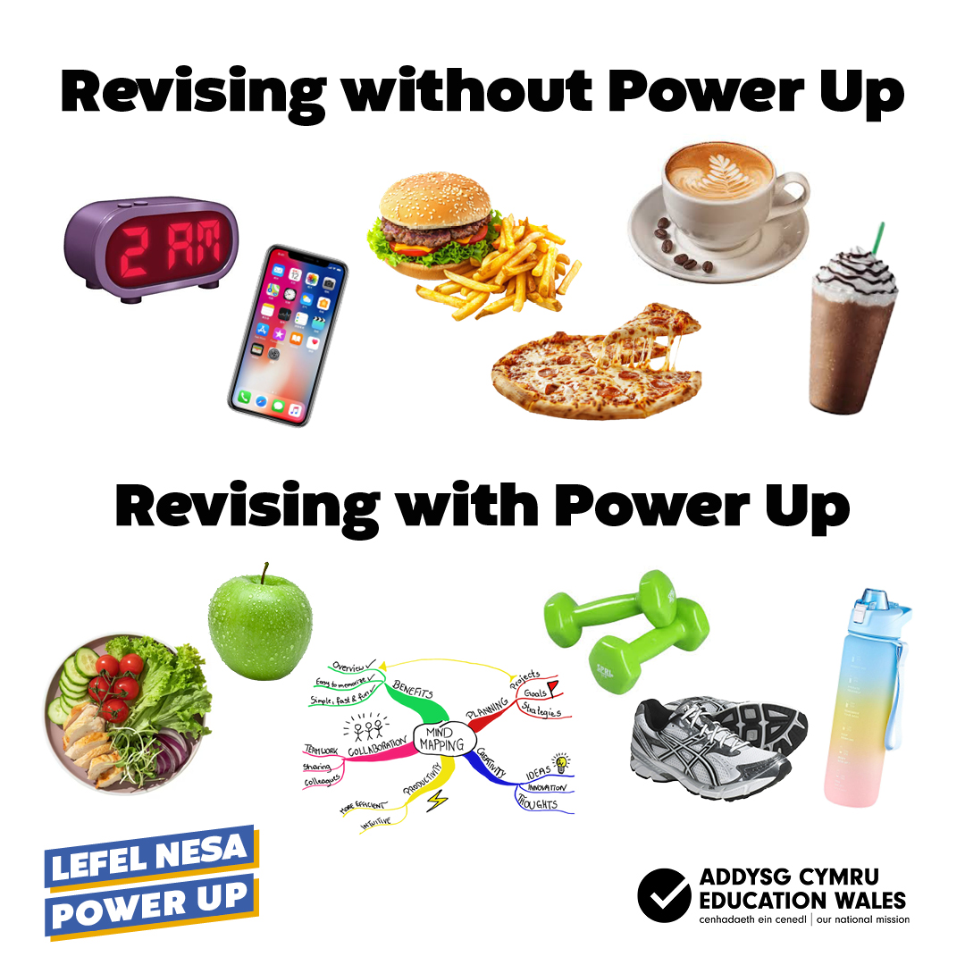 Study smart, not hard.  
 
Take revision to the next level with Power Up.  
 
Say goodbye to distractions and late-night cramming. Say hello to revision plans, and healthy habits.  
 
Power Up. Visit hwb.gov.wales/resources/powe… 
 
#PowerUpCymru