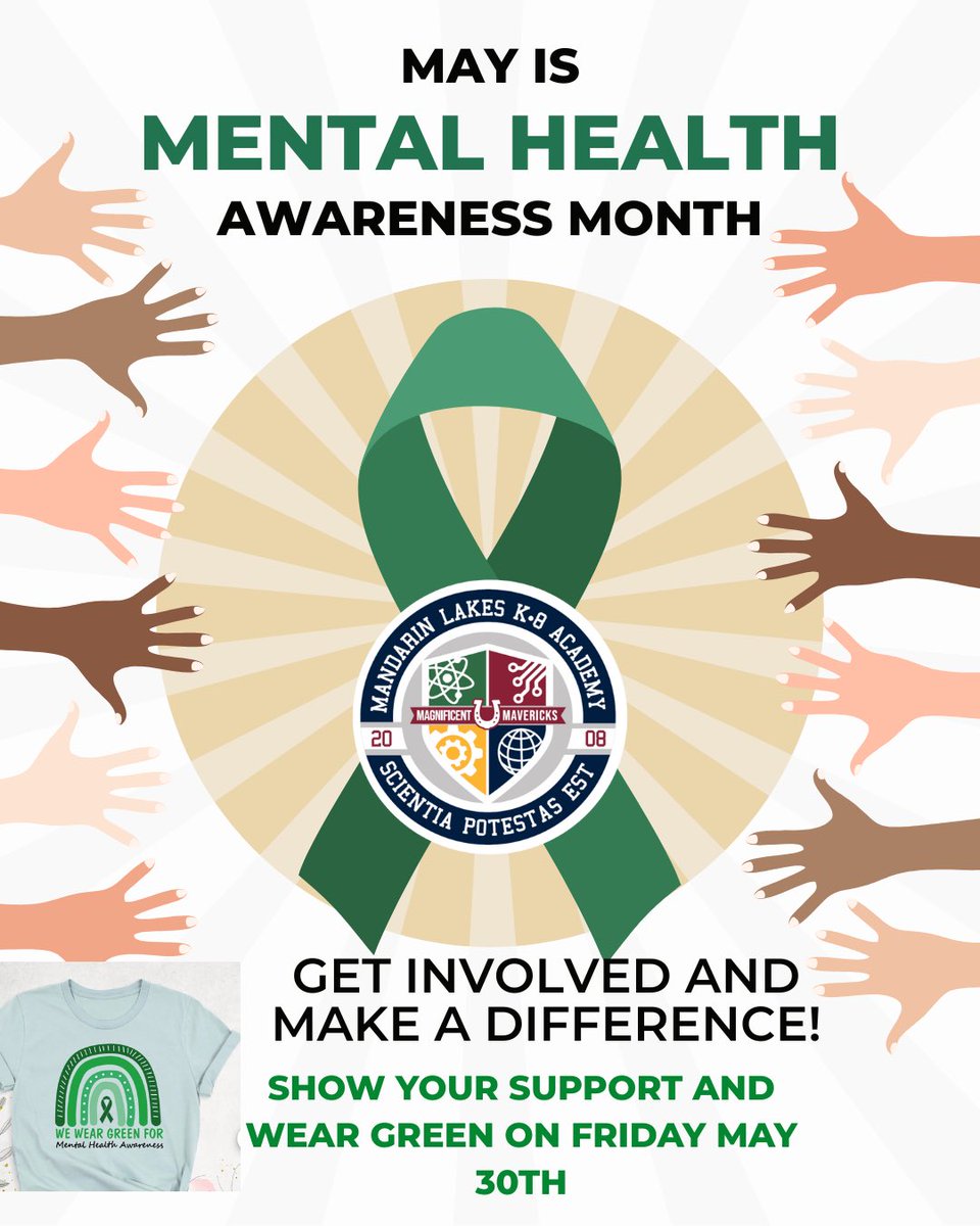 Mandarin Lakes K-8 (@mandarink8) on Twitter photo 📣 🌟 On Friday, join us in support for Mental Health Awareness Month by wearing a green. Let’s show our support and make a difference together! 💚 <a href="/SuptDotres/">Jose L. Dotres, Ed.D.</a> <a href="/MDCPSSouth/">South Region Office</a> <a href="/MDCPS/">Miami-Dade Schools</a> <a href="/calonaka/">Calondria E. Williams</a> 📣 🌟 On Friday, join us in support for Mental Health Awareness Month by wearing a green. Let’s show our support and make a difference together! 💚 <a href="/SuptDotres/">Jose L. Dotres, Ed.D.</a> <a href="/MDCPSSouth/">South Region Office</a> <a href="/MDCPS/">Miami-Dade Schools</a> <a href="/calonaka/">Calondria E. Williams</a>