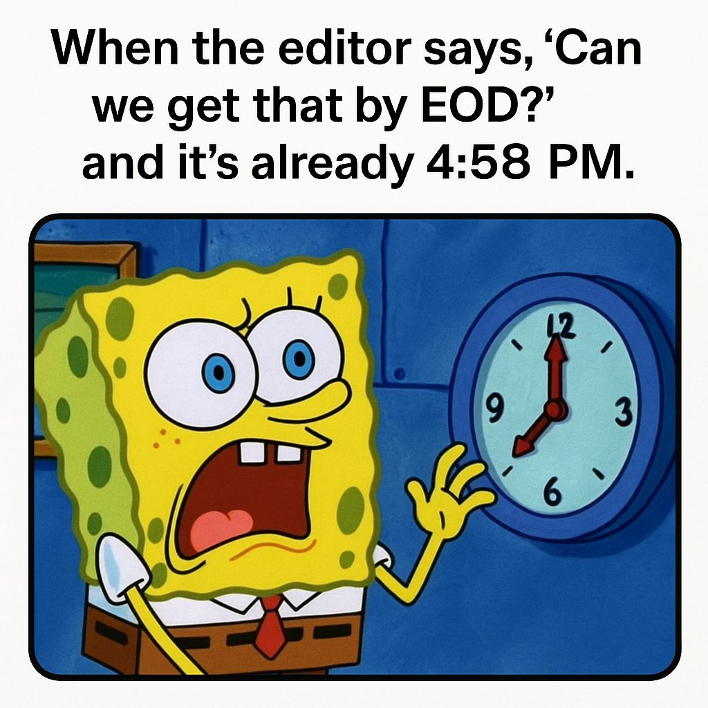 paydesk's tweet image. 𝗪𝗵𝗲𝗻 𝘆𝗼𝘂’𝘃𝗲 𝗴𝗼𝘁 𝘁𝘄𝗼 𝗺𝗶𝗻𝘂𝘁𝗲𝘀 𝘂𝗻𝘁𝗶𝗹 𝗘𝗢𝗗 𝗮𝗻𝗱 𝘆𝗼𝘂𝗿 𝗲𝗱𝗶𝘁𝗼𝗿 𝗵𝗶𝘁𝘀 𝘆𝗼𝘂 𝘄𝗶𝘁𝗵, “𝗖𝗮𝗻 𝘄𝗲 𝗴𝗲𝘁 𝘁𝗵𝗮𝘁 𝘁𝗼𝗱𝗮𝘆?” 😅

Welcome to the adrenaline-fueled world of freelance journalism.

#FreelanceLife #JournalistProblems