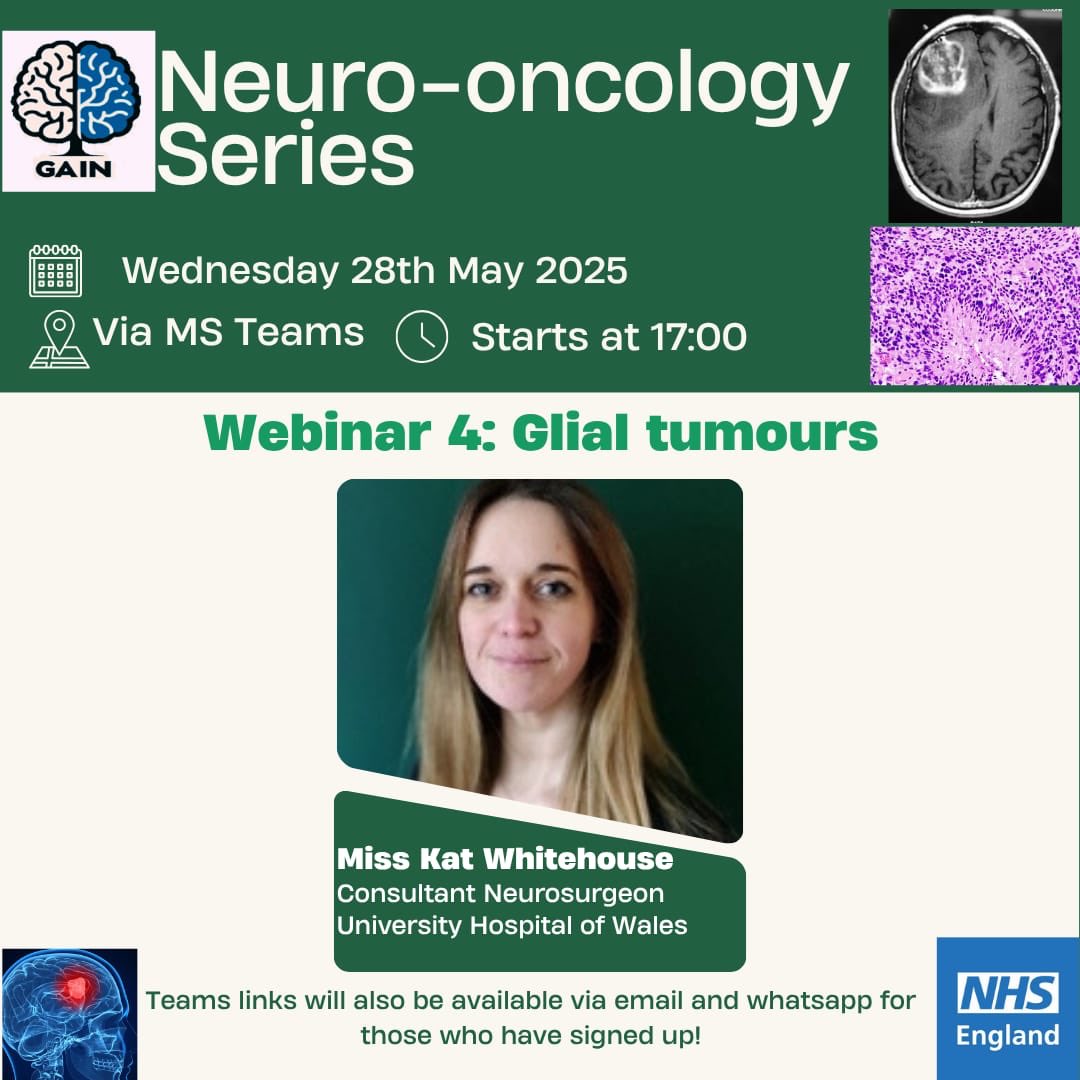 Next in the Neuro-oncology series- it the big one- gliomas - tune in tonight from 5pm!