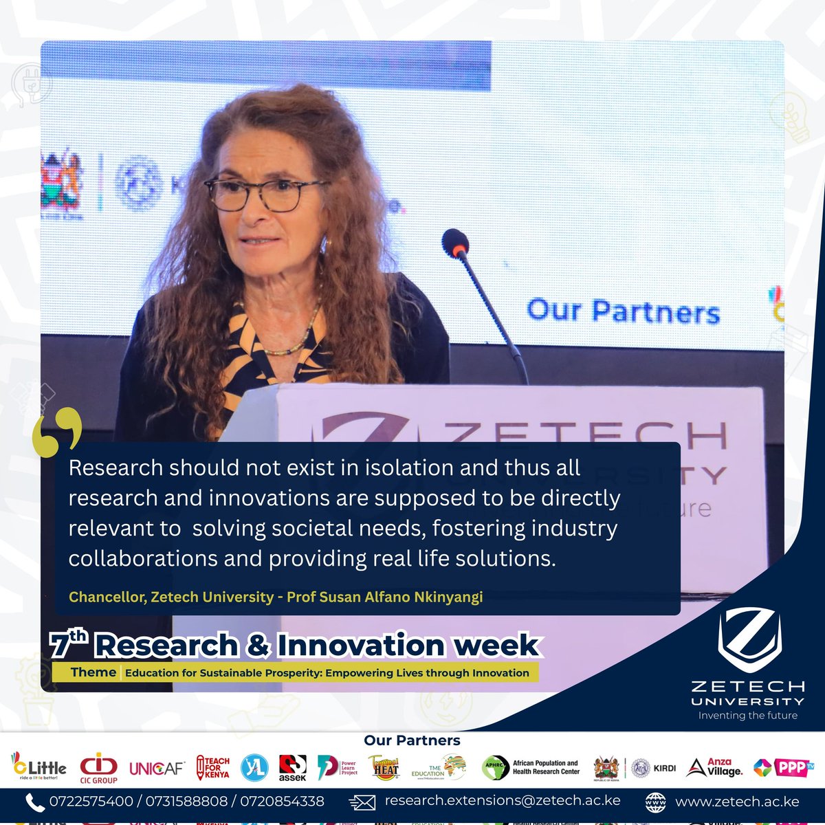 ZetechUni's tweet photo. Chancellor, Zetech University - Prof. Susan Alfano Nkinyangi 
#ZUResearchWeek
#ZetechResearchWeek
#ResearchWeek2025 https://t.co/pfhPOlmuNG