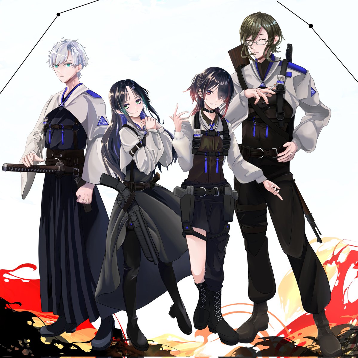 mring_snow's tweet photo. coc「この命が燃え尽き果てるまで」
KP:やわらかおかき
PC1:いちご
PC2:みりんぐ
PC3:おばけい
PC4:クロネコ
立ち絵描かせていただきました🎨
皆の好きを詰め込めてとても楽しく嬉しゅうございます
もうすぐPC達にも会える！楽しみだー！ https://t.co/8GLm8G9lvN