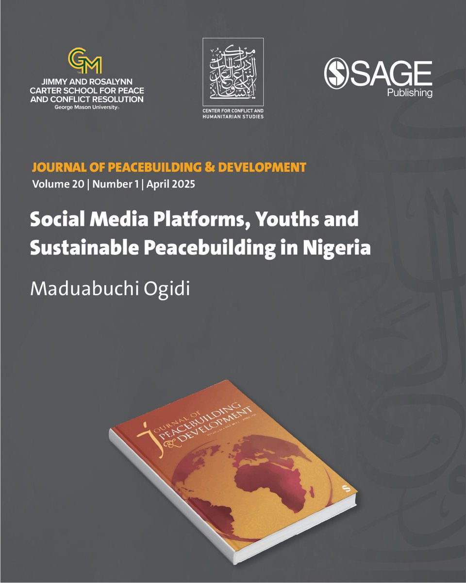 onlineCHS's tweet image. ✍ Journal for Peacebuilding & Development | Briefing
“Social Media Platforms, Youths and Sustainable Peacebuilding in Nigeria” by Maduabuchi Ogidi
📚The briefing explores how social media platforms influence Nigerian youth participation in peacebuilding efforts. It…