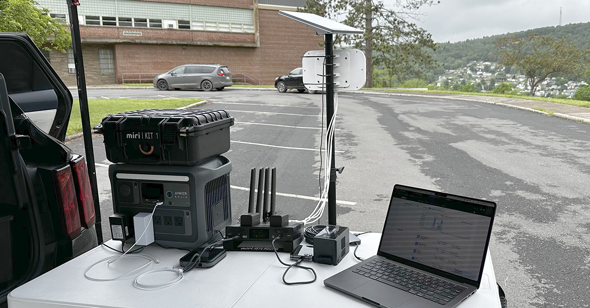 writeturn_comm's tweet photo. .@MiriTech1 bonded #starlink, #4g and #5G data connections to provide free #internet access at an evacuation center in the town of Westernport, Maryland after massive flooding earlier this month https://t.co/FlR7Cq5SUW https://t.co/3KAqcVjaCe