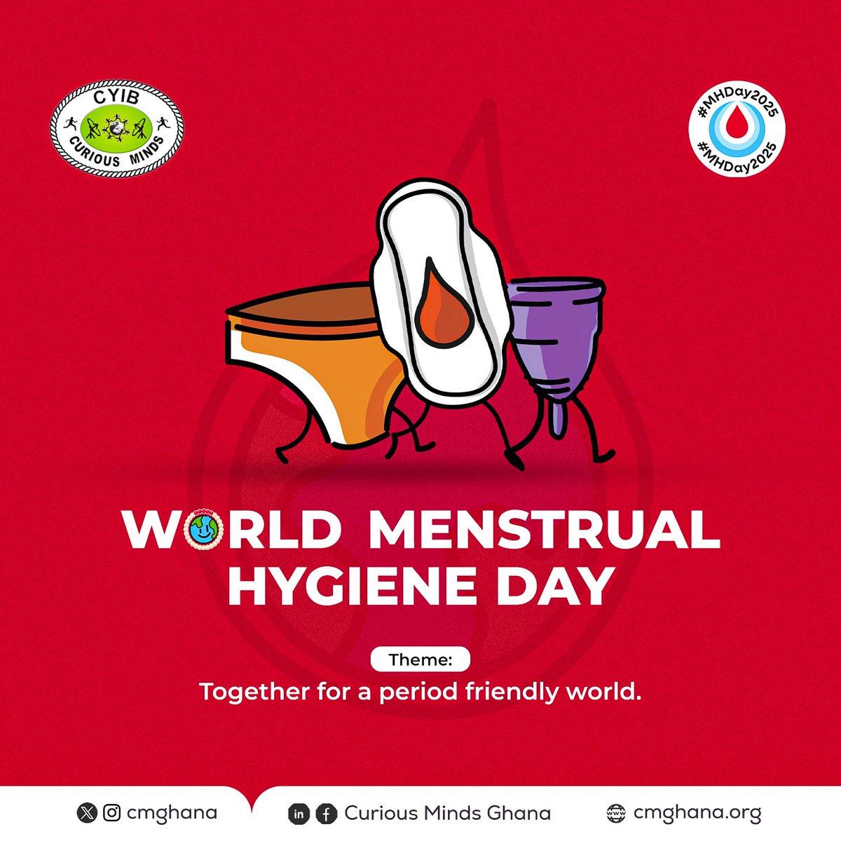 cmghana's tweet photo. No one should miss school or feel ashamed for menstruating.

At @cmghana we’re working with communities to empower youth &amp; demand access, education &amp; safe spaces.

This #MHDay2025, we rise for a #PeriodFriendlyWorld; where periods mean dignity, not stigma.

#CMGhana https://t.co/PhqAazDELP