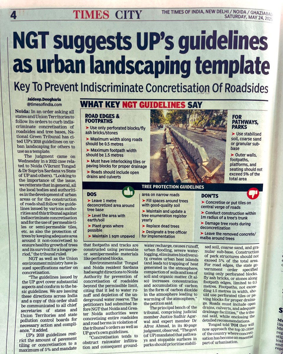 vikranttongad's tweet photo. #NGT Issues #Nationwide Directive to Curb Unscientific #Tiling and #Pavement Work

Landmark Order Aims to Protect #Groundwater Recharge, Urban #Trees, and City Ecology 

#DePave https://t.co/AemMExi6hd