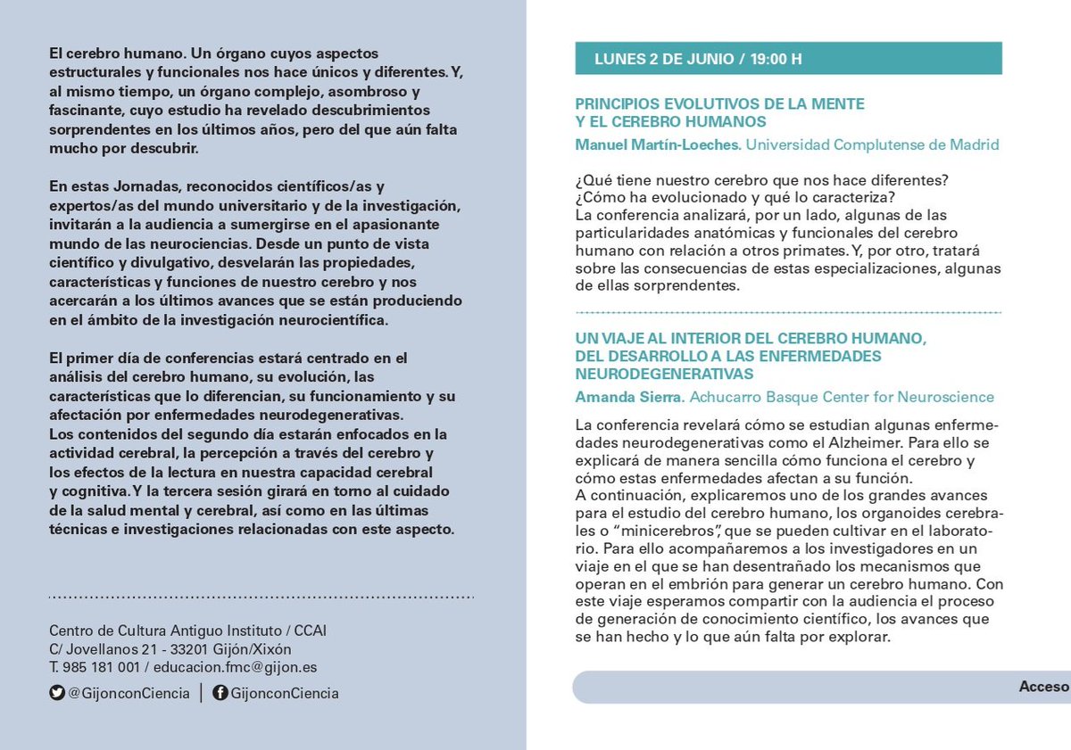 Con motivo de las X Jornadas de Divulgación Científica, la Dr. Ana Coto Montes, dará una charla  titulada "Cuando la sangre habla del cerebro: biomarcadores que revelan diferencias entre enfermedades mentales"🧪🧠

🗓 : 4 de Junio
🕣 : 19.00 h.
📍Gijón