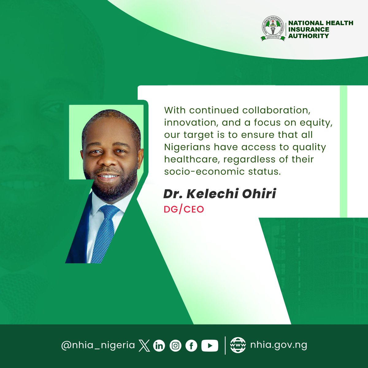 These words  echo our collective vision for a healthier Nigeria. The journey toward Universal Health Coverage is a shared responsibility.  #NHIA #UniversalHealthCoverage #UHC #HealthForAll #NigeriaHealth #HealthEquity #Leadership #DigitalHealth #HealthReform