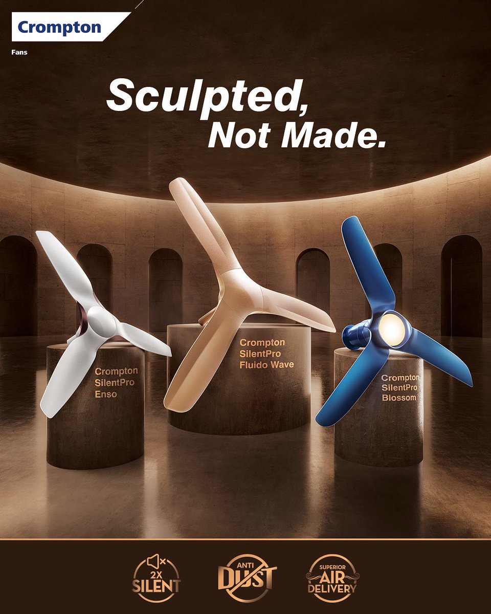 Crompton Fluido Fans: Where function meets finesse. ✨

[ Fluido Fans, Sculpted Not Made, Designer Fans, Stylish Fans, Aesthetic, Crompton, Crompton India ]