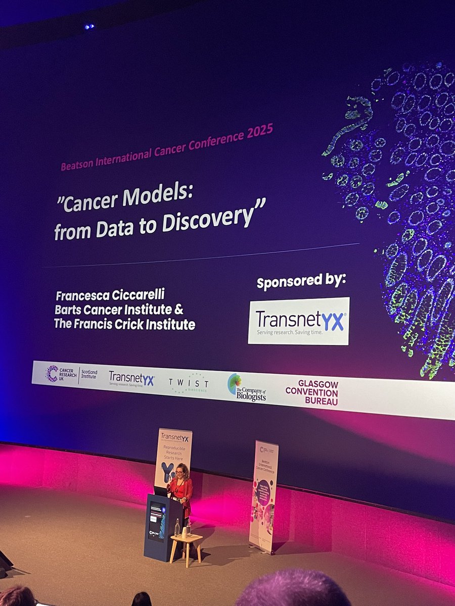 CRUK Scotland Inst (@cruk_si) on Twitter photo Francesca Ciccarelli is up next to tell us about spatial drivers of response to immunotherapy in colon cancer
Thank you to <a href="/Transnetyx/">Transnetyx</a> for sponsoring Francesca’s talk!
<a href="/QMBCI/">Barts Cancer Institute (Queen Mary)</a> | <a href="/TheCrick/">The Francis Crick Institute</a> | <a href="/CRUKCOLcentre/">CRUKCOLcentre</a> | #BICC2025 Francesca Ciccarelli is up next to tell us about spatial drivers of response to immunotherapy in colon cancer
Thank you to <a href="/Transnetyx/">Transnetyx</a> for sponsoring Francesca’s talk!
<a href="/QMBCI/">Barts Cancer Institute (Queen Mary)</a> | <a href="/TheCrick/">The Francis Crick Institute</a> | <a href="/CRUKCOLcentre/">CRUKCOLcentre</a> | #BICC2025
