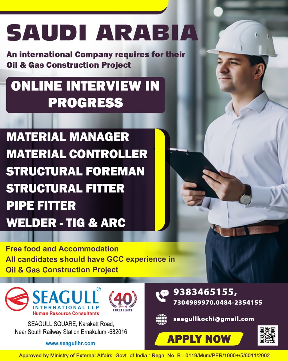 hrd1_seagull's tweet photo. Saudi Arabia Jobs
Location - Kochi
.
.
.
#saudiarabiajobs #materialmanager #pipefitter #welder https://t.co/oPmZBhskbW