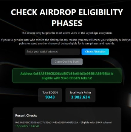 hdezlara's tweet photo. The $EDGEN drop is live! 🧵⤵️
If you’ve been active — you might already qualify.

Check here 👉🏻 https://t.co/C08MEHg6Bv 

Claim your share and be part of the next wave powering #LayerEdge.
No noise, just pure utility. @giverep #Airdrop https://t.co/voaDFKkDr1