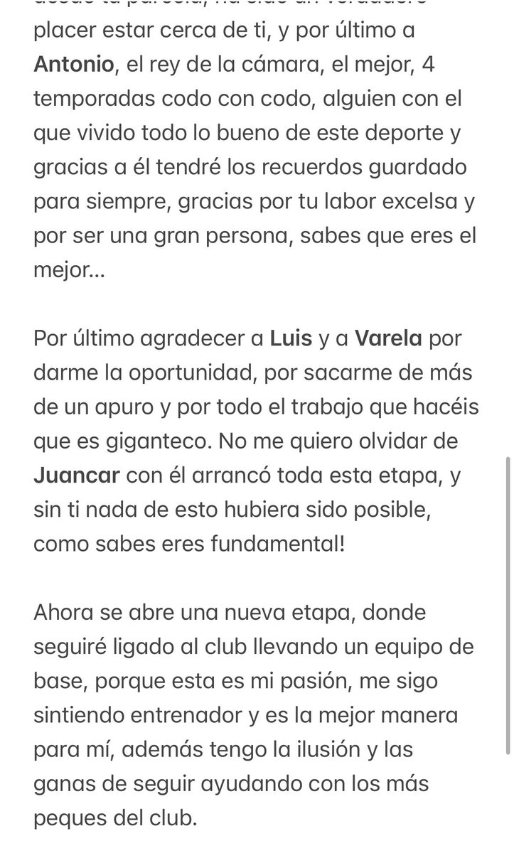 Fin a la temporada 24/25, temporada donde conseguimos el objetivo marcado a principios de año, con un grupo de jugadores fantásticos y mejores personas.

Sin embargo me gustaría compartir unas palabras:
