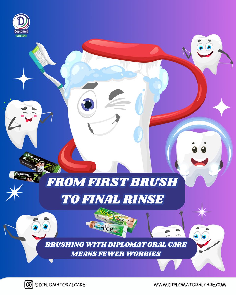 Diplomatoralc's tweet photo. From first brush to final rinse, it’s all care and confidence. With Diplomat toothbrush and toothpaste, you’re covered every step of the way. 💙🦷 

#SmileWithDiplomat #CompleteCare https://t.co/5FEsuTzyvf