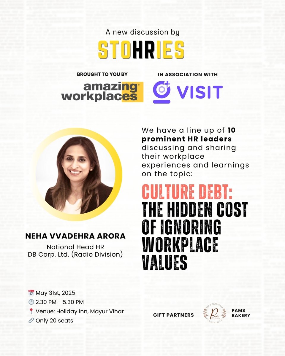 hr_amazing's tweet photo. Weโre thrilled to announce our next speaker for ๐ฆ๐๐ผ๐๐ฅ๐ถ๐ฒ๐!
Neha VVadehra Arora
National Head HR, DB Corp. Ltd. (Radio Division)
๐Register here:
https://t.co/GU2n2b9snq
#StoHRies #CultureDebt #HRLeadership #AmazingWorkplaces #VisitHealth #WorkplaceCulture #HRRoundTable https://t.co/cN0BVq6QQs