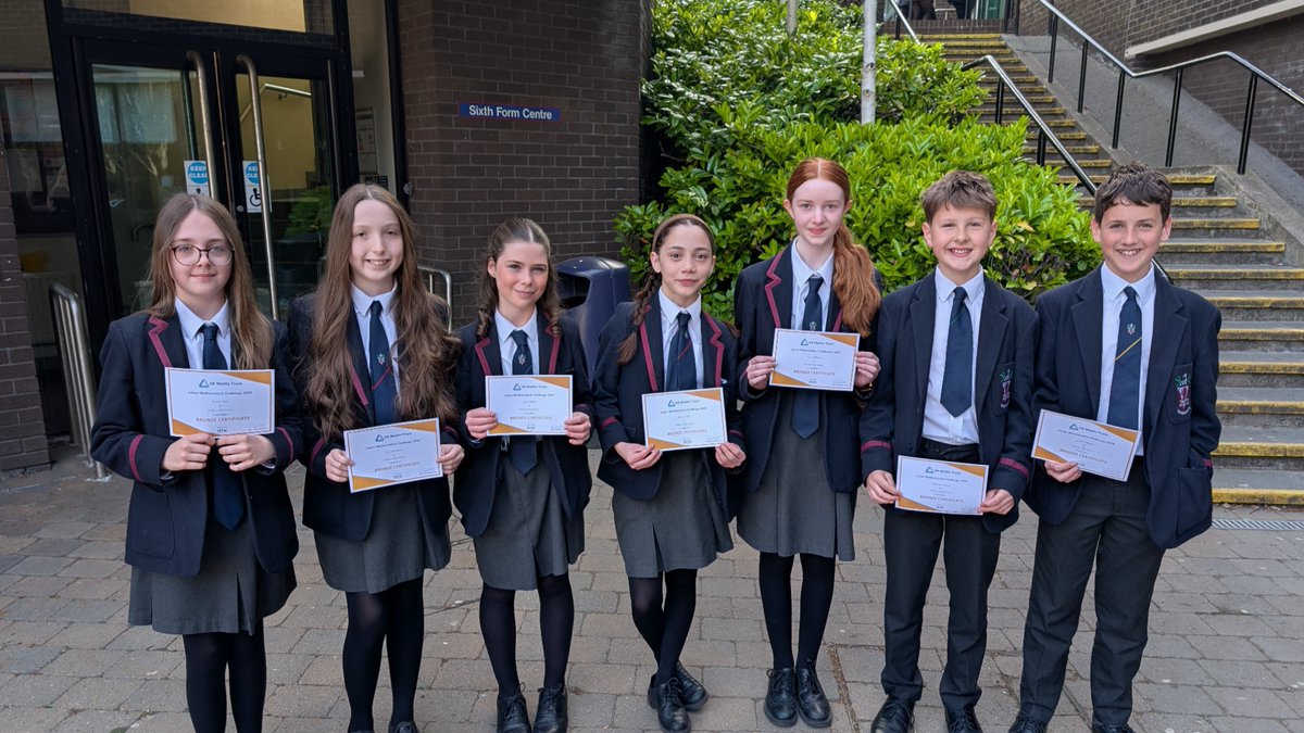 WallaceHigh's tweet photo. We are proud to celebrate the success of our Year 8 students in the 2025 UKMT Junior Maths Challenge. A huge well done to all students who earned a Bronze, Silver or Gold certificate in the UK-wide competition! 

#WHSMaths #UKMT #Excellence #SuperCurricular #WHSProud https://t.co/BAqjrnfefi