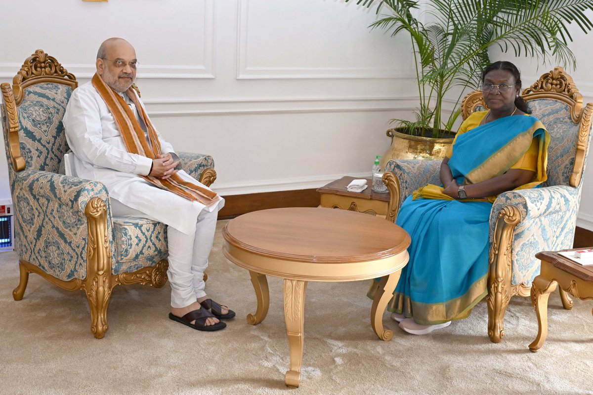 Union Minister for Home Affairs and Cooperation, Shri Amit Shah called on President Droupadi Murmu at Rashtrapati Bhavan.