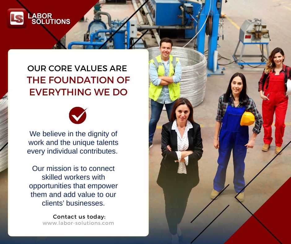 At Labor Solutions, our mission is to connect skilled workers with opportunities that empower them while enhancing our clients' businesses. Together, we drive meaningful impact and success. 

Learn more: labor-solutions.com/services/emplo… 

#LaborSolutions #FindTalent #Empowerment