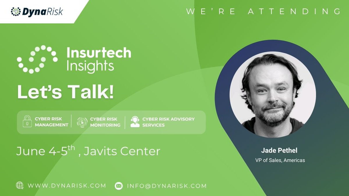Jade is looking forward to heading over to NYC next week for the annual Insurtech Insights conference in New York.

If you want to have a chat about all things cyber risk, reach out ahead of the conference to plan a quick meeting: info@dynarisk.com

Hope to see you there!
