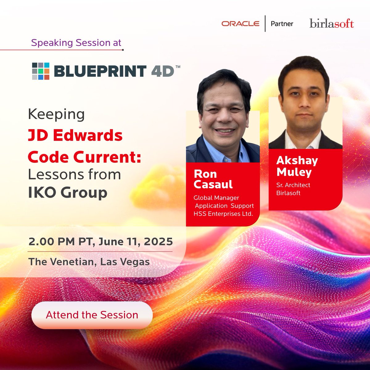 birlasoft's tweet image. #SpeakingSession: Keeping your JD Edwards environment up-to-date isn&apos;t just smart — it&apos;s essential. At #Blueprint4D, discover how global leader IKO Group transformed their approach to maintaining JDE 9.2, enabling seamless operations and continuous access to the latest…