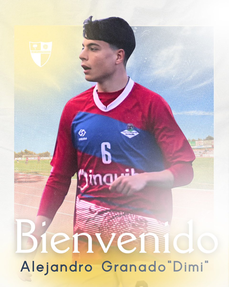 📝𝗙𝗜𝗖𝗛𝗔𝗝𝗘 | Alejandro Granado "Dimi" se une a nuestro equipo.

Extremo versátil, juega en ambas bandas pero prefiere la derecha a pierna cambiada.

Destaca por velocidad, uno contra uno y llegada al gol 🎯.

Procedente del CP Guareña.

¡Bienvenido, Dimi! 💛💙