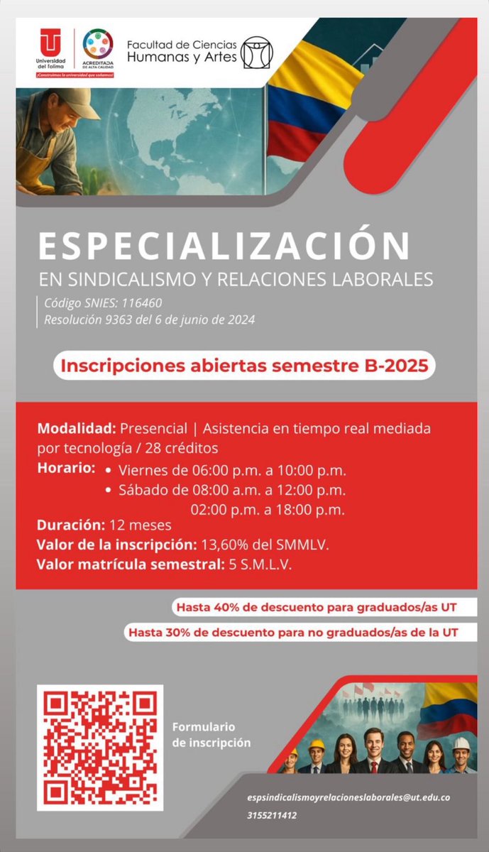 CamiloSantosM's tweet photo. Única especialización en Colombia sobre sindicalismo:

Asistencia en tiempo real mediada por tecnología 🖥️ 📲 https://t.co/5inRmxpTzS