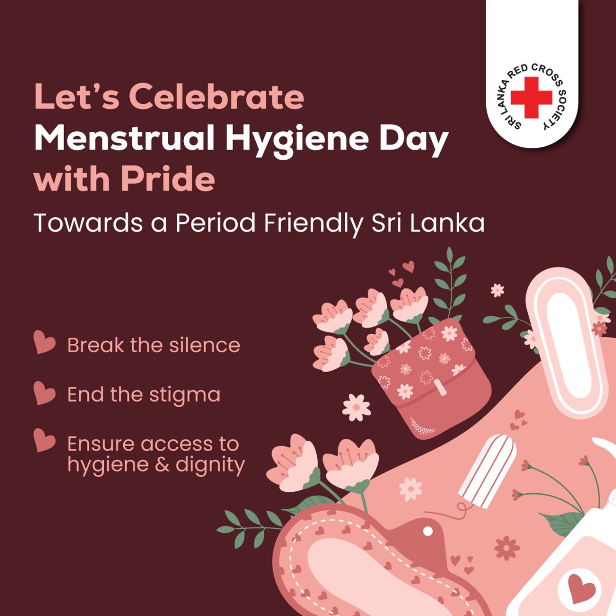 Let’s Celebrate Menstrual Hygiene Day with Pride! 
Women are the backbone of our nation.
It’s time we lift them up, not pull them down.
Together, we step towards a Period Friendly Sri Lanka, where every woman and girl can manage their periods with dignity, and confidence.