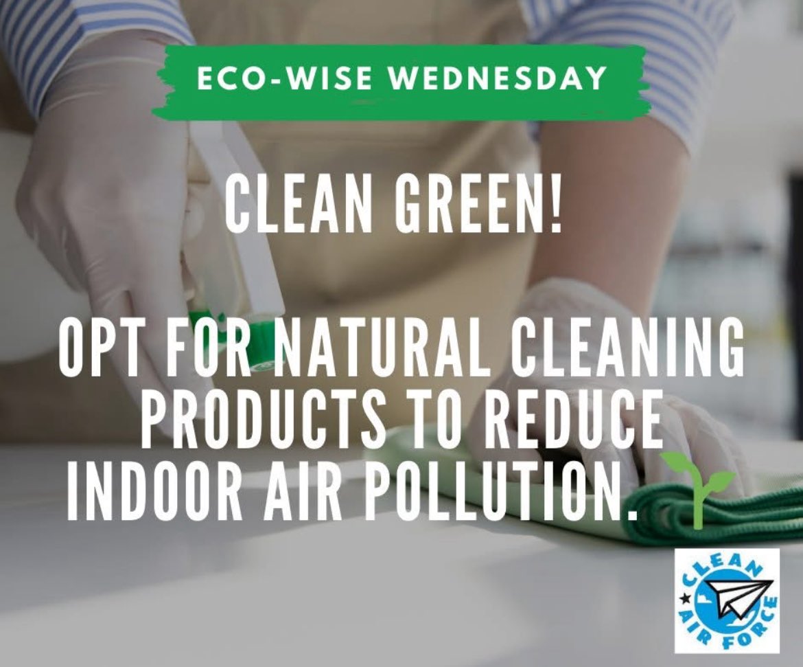 CleanAirForceTX's tweet image. Clean green with natural cleaning products! 🌱 

Many conventional cleaners contain harmful chemicals that can pollute indoor air. 

Check out brands like Grove Collective or Blueland for great options!

#EcoWiseWednesday #CleanAirForce