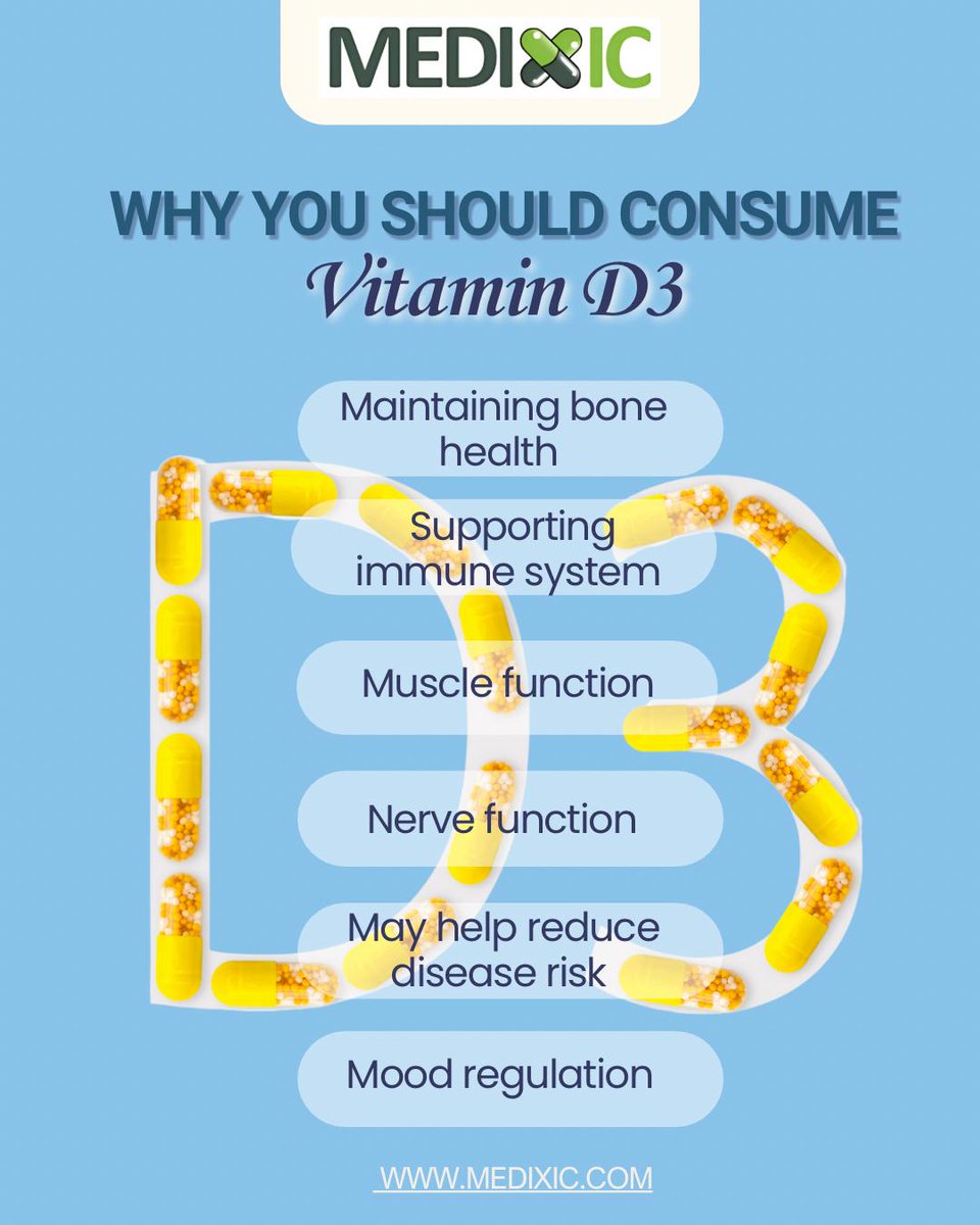 medixic's tweet photo. Here are the top reasons for you to start vitamin D3💪

Follow @medixic  for more such information.

#supplements #vitamind3 #vitamin #healthysupplements #healthy #healthtips https://t.co/RjTtoslxKY