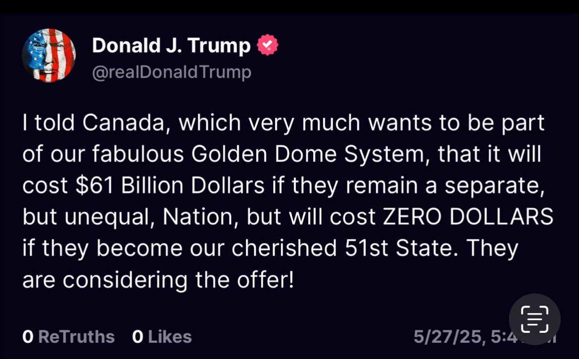 MoBay_LA's tweet image. Hey @realDonaldTrump we know you’re senile but your dome will fail to launch just like @elonmusk 🚀 AND Canada will NEVER NEVER NEVER EVER be the 51st state in the reality tv show you call a country!