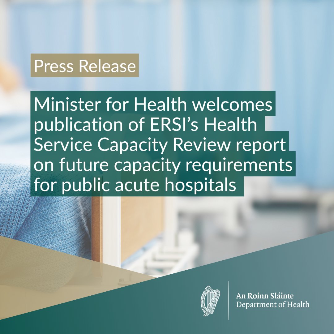 The report projects future demand for public acute hospitals in Ireland to 2040, indicating that a substantial increase in capacity will continue to be required to meet the demands of our growing and ageing population.

gov.ie/en/department-…