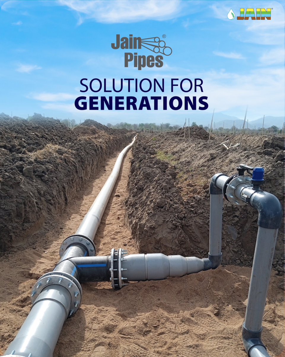 Beneath every strong foundation, we run deep 😎
Engineered to endure, trusted to perform.
From farms to cities, we power the pulse of progress 💯 
Built for decades, ready for tomorrow!
Jain Pipes – Solution for Generations 🧬 💪🏼 

#JainPipes #HDPE #PVC #PipeFittings
