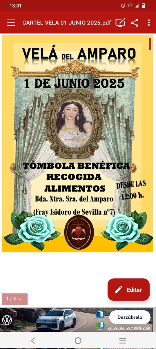 AccDelAmparo's tweet photo. No faltéis,el Domingo 1 de junio te esperamos en nuestra tradicional Vela  y recogida de alimentos a favor de las Hermanitas de la Caridad del comedor social del pumarejo. https://t.co/xKQn0WtL3M