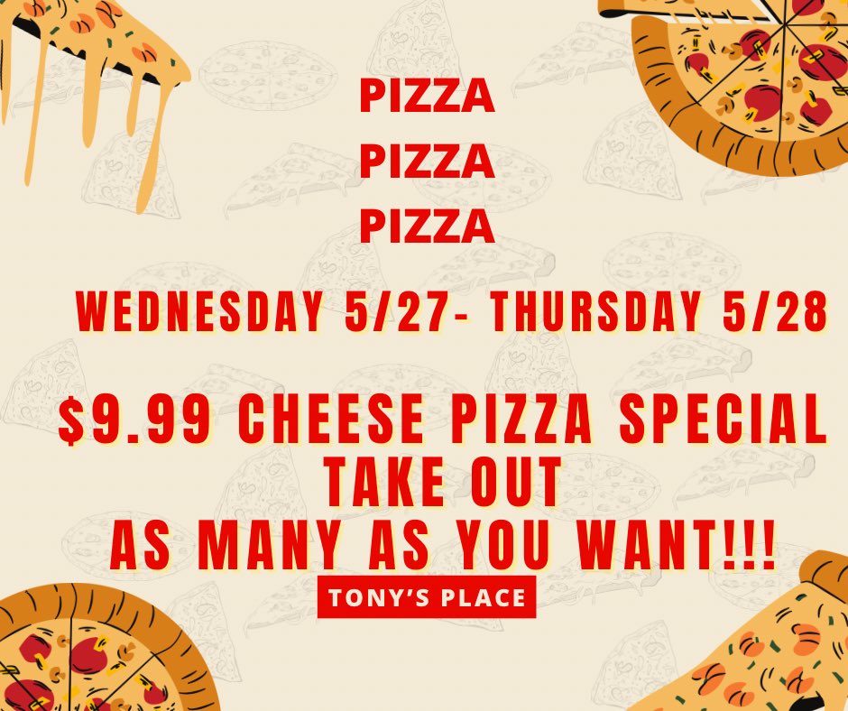 Come and Get it! #pizzaforlunch #pizzafordinner #tonysplace <a href="/elio82/">elio imbornone</a>