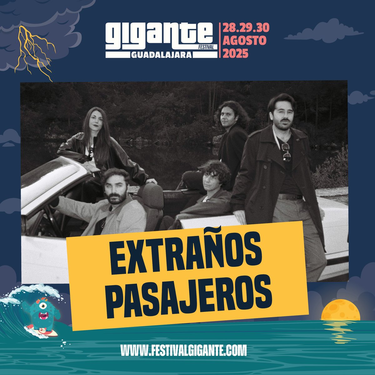 FestivalGigante's tweet image. 🛸 Extraños Pasajeros, 💔 Rey Tristeza y 💥 Exsonvaldes aterrizan en GIGANTE para llevarte en un viaje de emociones, guitarrazos y buen rollo.
🎟️ Súbete tú también a esta nave
#FestivalGigante #Gigante #Guadalajara