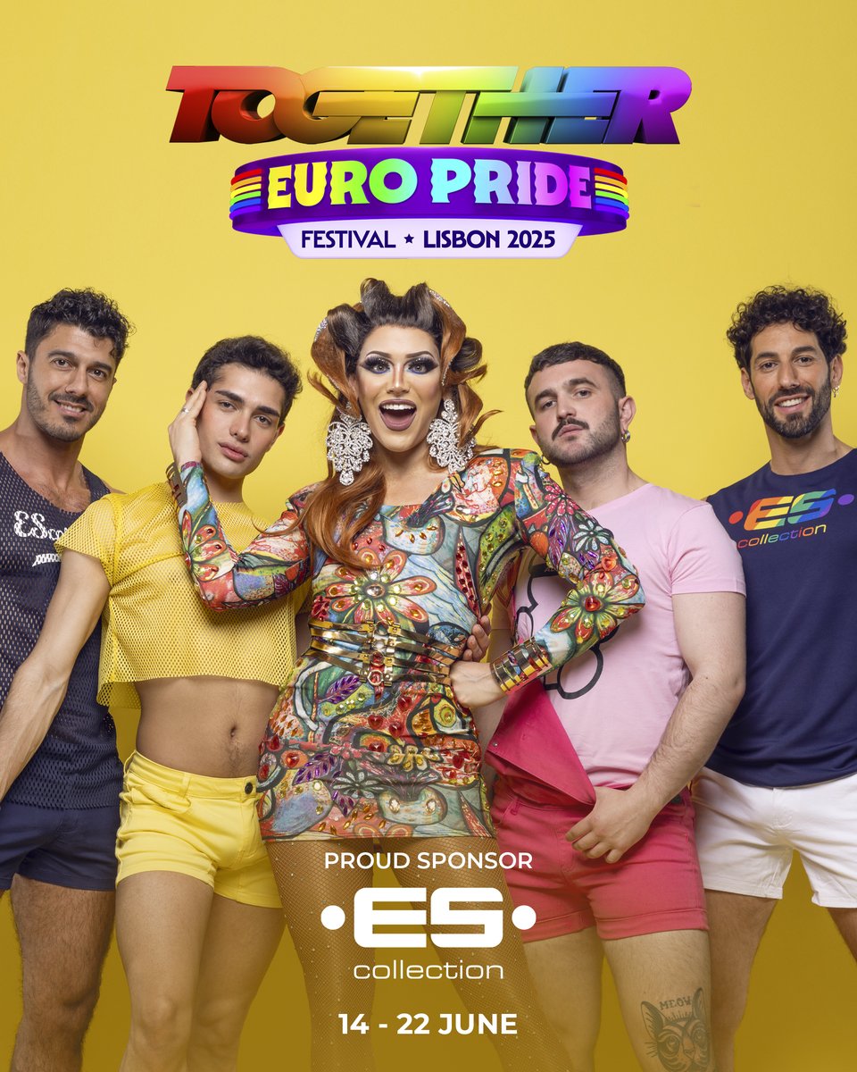 It's almost time for the TOGETHER EURO PRIDE FESTIVAL LISBON! ✨💜

Proudly sponsored by •ES•Collection, join the Euro Pride festivities from June 14-22, 2025! 

Plan your trip: info through the website togetherparty.pt 

It's •ES•Collection.
escollection.es