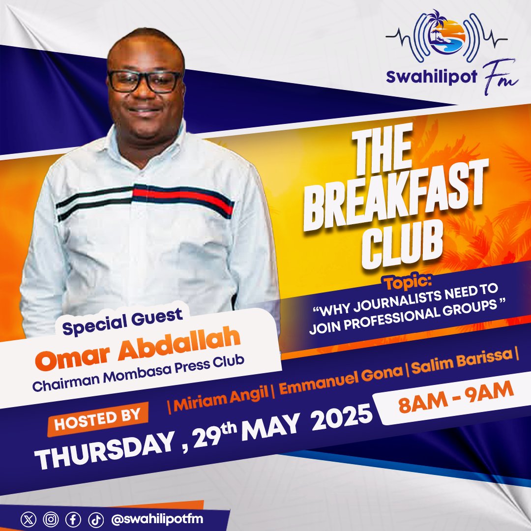 Ommy Dallah (@ommydallah) on Twitter photo Kesho, I will be live on Swahilipot fm, 8am - 9am, discussing the need for journalists to join professional groups. <a href="/AMWIK/">Association of Media Women in Kenya</a>
<a href="/MediaCouncilK/">Media Council of Kenya</a>
<a href="/KCA_KENYA/">KenyaCorrespondents</a>
#mediadevelopment
#journalism
#journalismmatters
#ProfessionalDevelopment
#professionalmode
#professional Kesho, I will be live on Swahilipot fm, 8am - 9am, discussing the need for journalists to join professional groups. <a href="/AMWIK/">Association of Media Women in Kenya</a>
<a href="/MediaCouncilK/">Media Council of Kenya</a>
<a href="/KCA_KENYA/">KenyaCorrespondents</a>
#mediadevelopment
#journalism
#journalismmatters
#ProfessionalDevelopment
#professionalmode
#professional