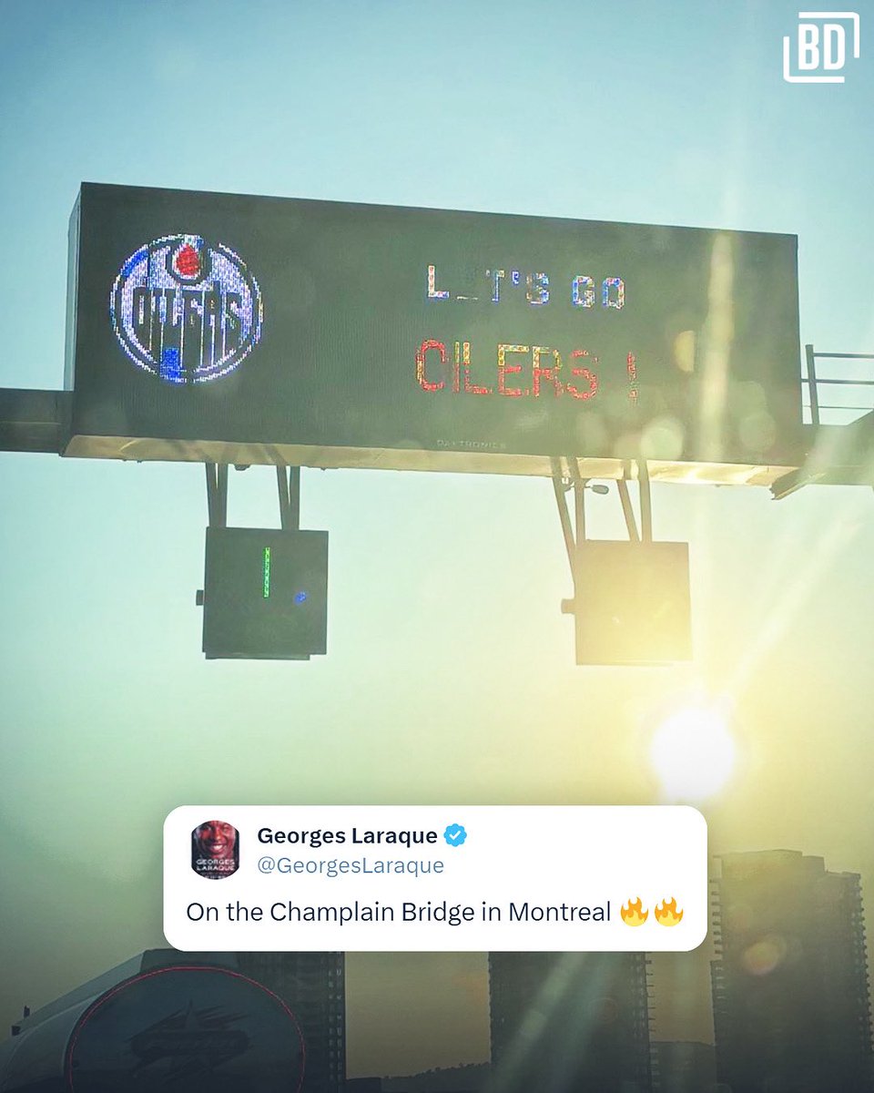 BarDown (@bardown) on Twitter photo Montreal displaying “Let’s Go Oilers” signage on Champlain Bridge.
Habs fans, are you cheering for the Oilers? 👀
H/T: <a href="/GeorgesLaraque/">Georges Laraque</a> Montreal displaying “Let’s Go Oilers” signage on Champlain Bridge.
Habs fans, are you cheering for the Oilers? 👀
H/T: <a href="/GeorgesLaraque/">Georges Laraque</a>