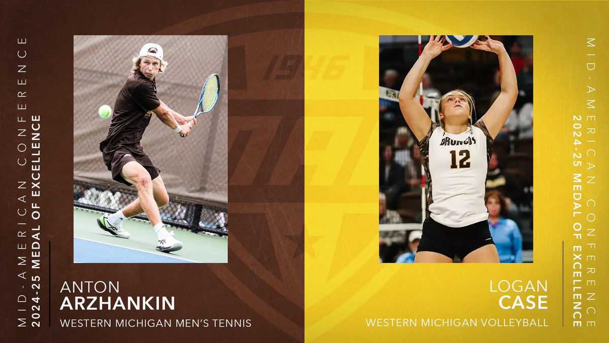 MACtion (@macsports) on Twitter photo Congrats to Western Michigan's Anton Arzhankin (Men's Tennis) and Logan Case (Volleyball) on being named 2024-25 MAC Medal of Excellence recipients!
<a href="/WMUBroncos/">Western Michigan Broncos π</a> | #MACtion Congrats to Western Michigan's Anton Arzhankin (Men's Tennis) and Logan Case (Volleyball) on being named 2024-25 MAC Medal of Excellence recipients!
<a href="/WMUBroncos/">Western Michigan Broncos π</a> | #MACtion